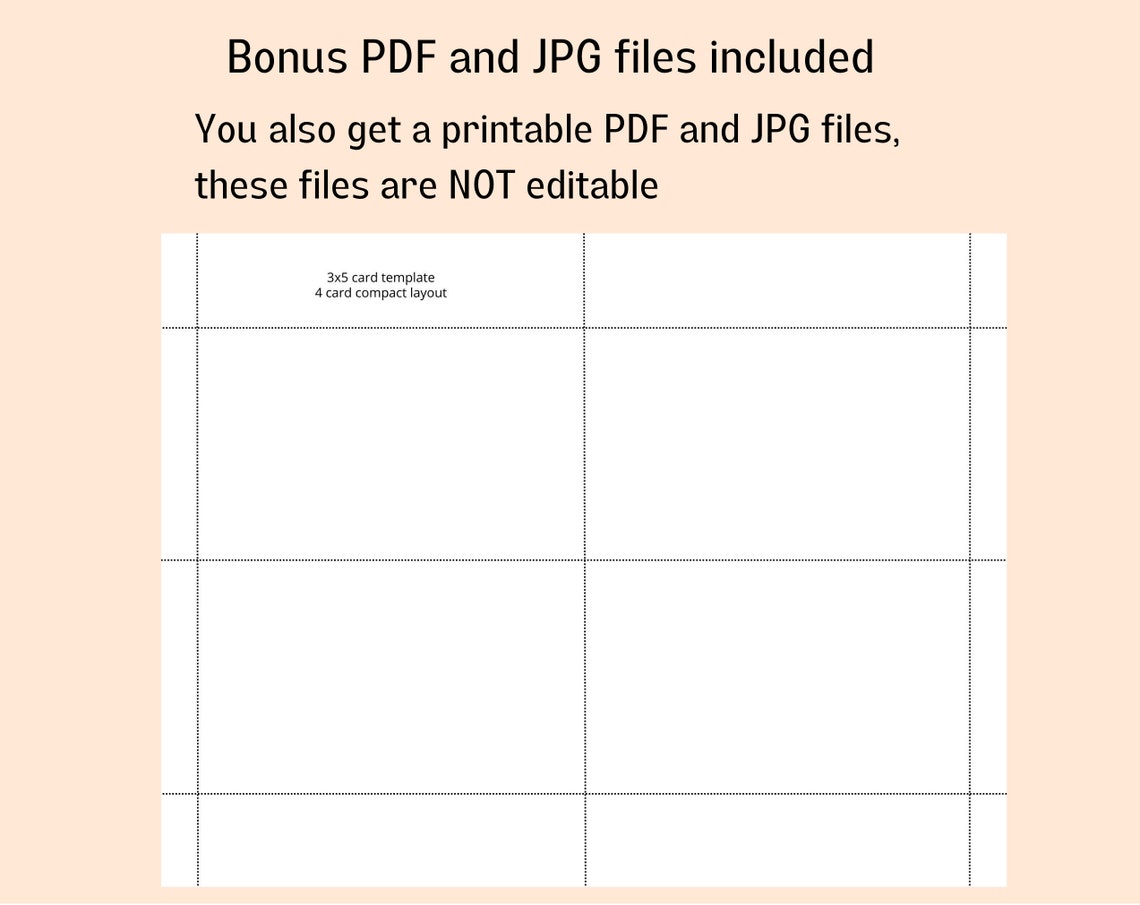 Canva Template for 3x5 Cards, Index Card Template, Recipe Card , Jot