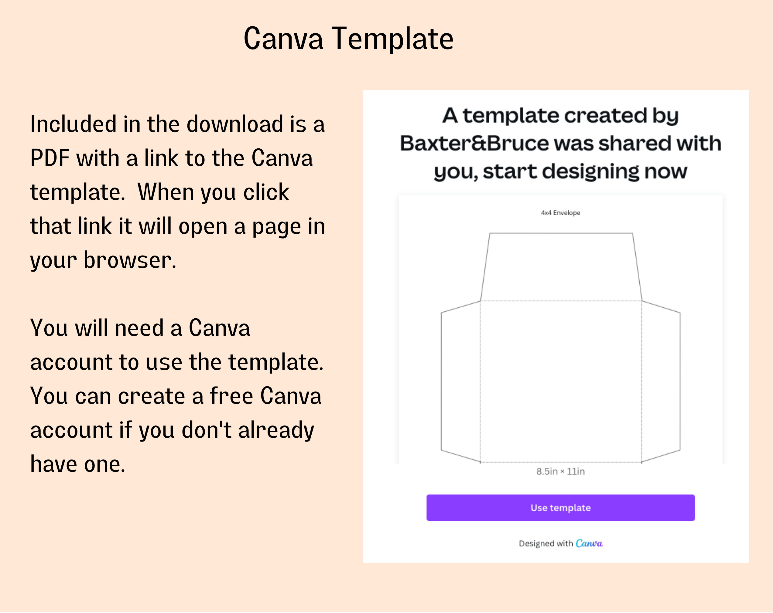 Printable Canva Template for 4x4 Envelope, 4x4 Envelope Template, DIY