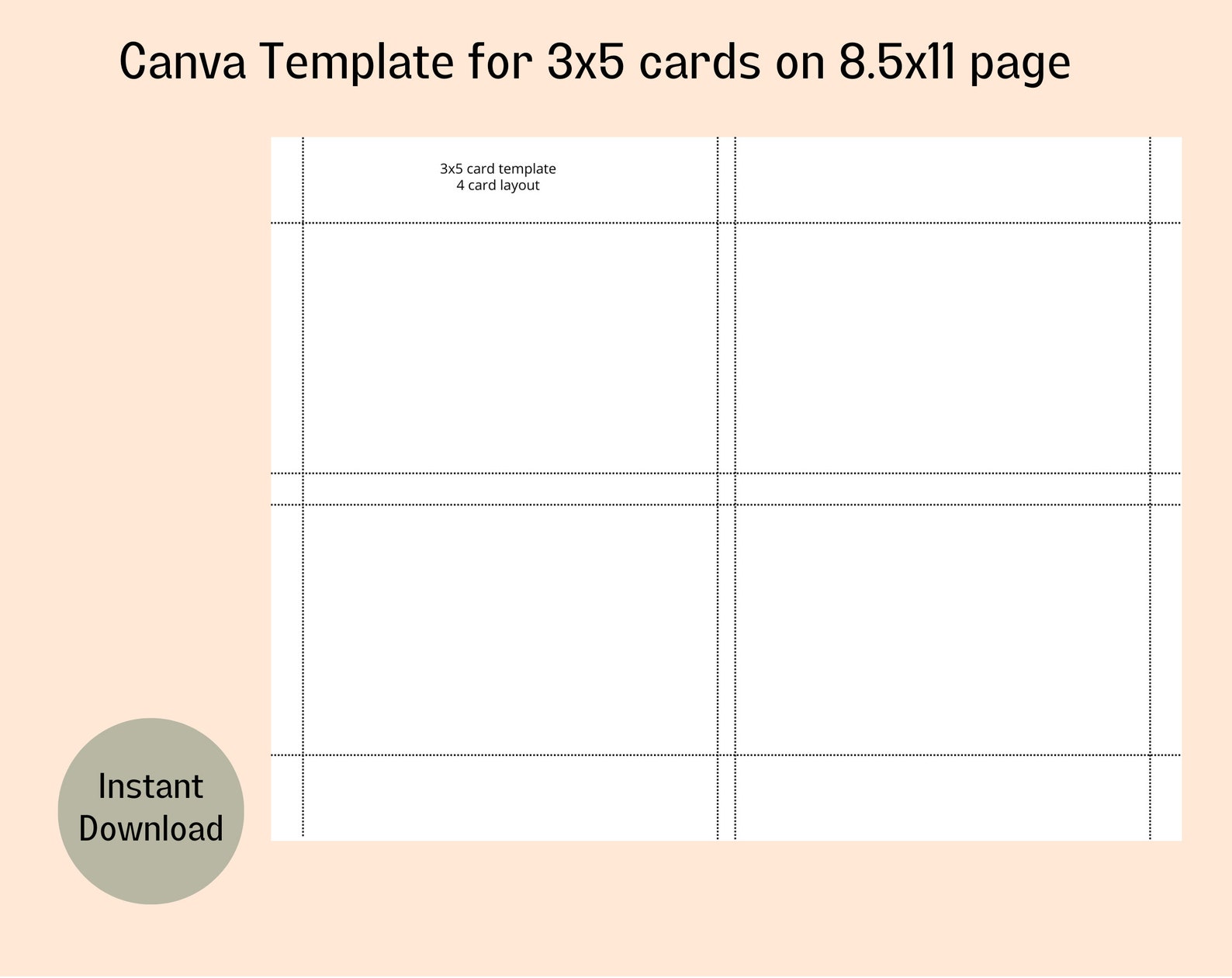 Canva Template for 3x5 Cards Index Card Template Recipe Card Etsy