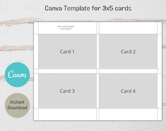 Canva template for 3x5 cards, index card template, recipe card , jot card template, printable 3x5 card, instant download, digital download