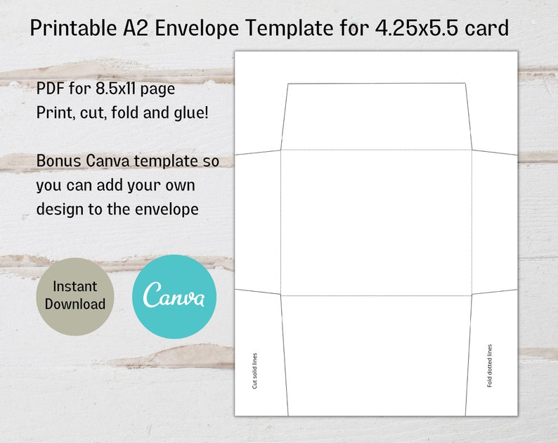 Printable A2 Envelope Template for 4.25x5.50 A2 Card, Canva A2 Envelope Printable A2 Envelope Template for 4.25x5.50 A2 Card, Canva A2 Envelope