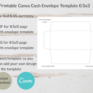 Modelo Canva imprimível para envelope de dinheiro, modelo de envelope 6,5x3, envelope de dinheiro, envelope de dinheiro imprimível, download instantâneo, presente em dinheiro