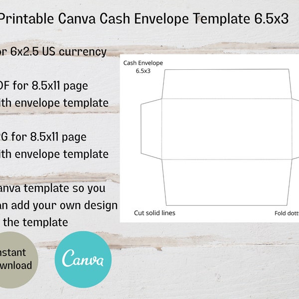Cash Envelope Template Etsy