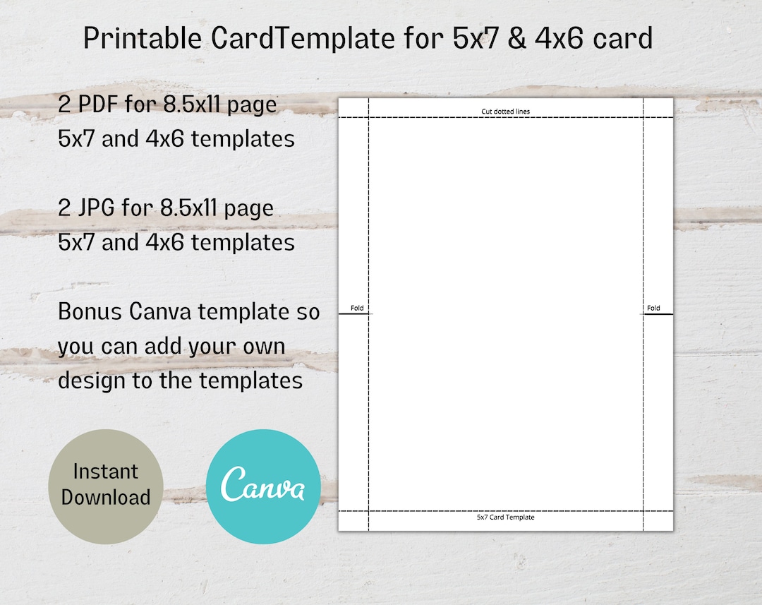 Printable 5x7 and 4x6 Card Templates, Canva 5x7 and 4x6 Card Templates ...