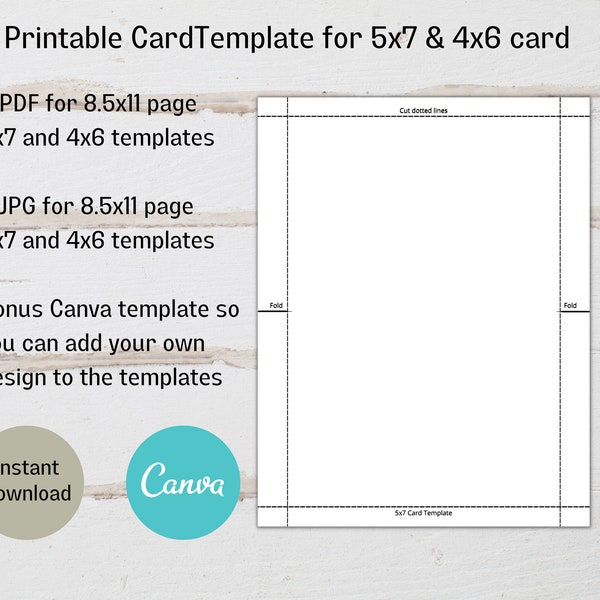 Printable 5x7 and 4x6 card templates, Canva 5x7 and 4x6 card templates