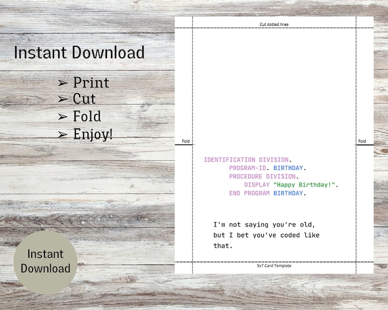 Printable Funny Code Birthday Card for Your Geeky Developer - Etsy UK