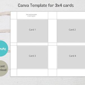 Printable Canva template for 3x4 cards, index card template, jot card template, printable 3x4 card, instant download, digital download