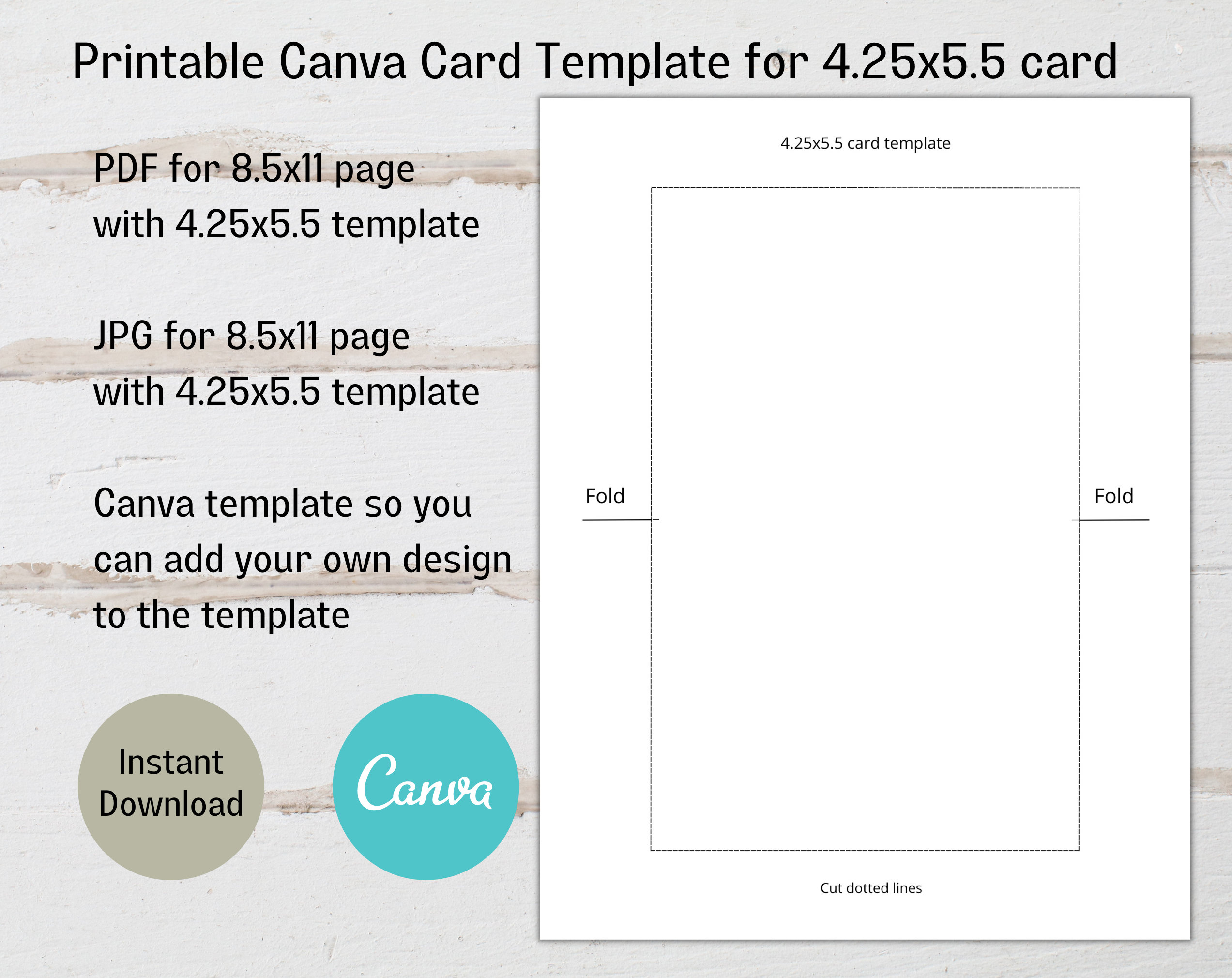 Printable Canva Template for 4.25x5.5 Cards, Post Card Template, DIY ...