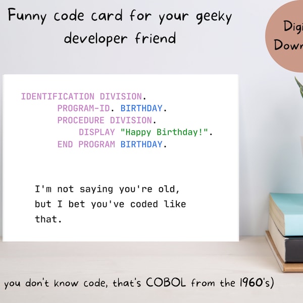 Developer Birthday Card - Etsy