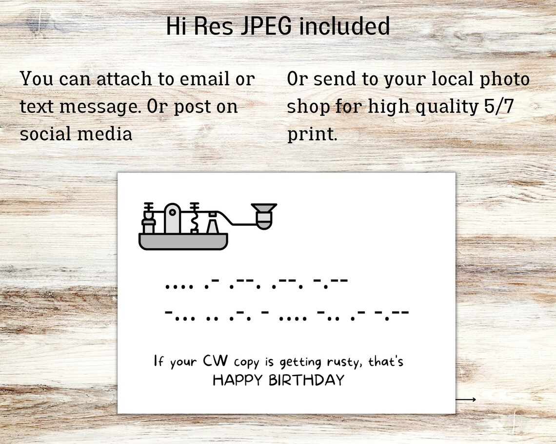 Printable Morse Code Birthday Card for Your Ham Friend, Funny Ham Radio ...