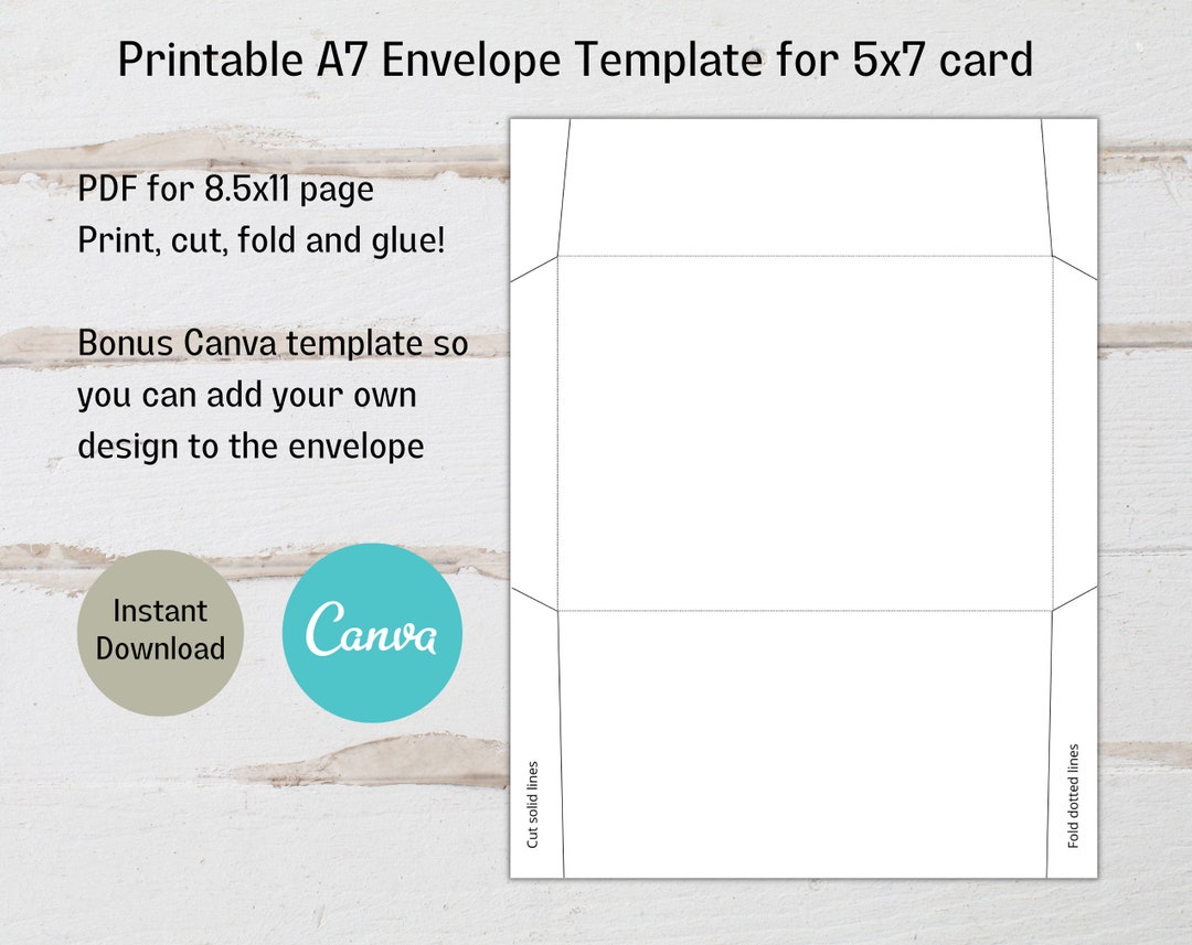 Printable A7 Envelope Template for 5x7 Card, Canva A7 Envelope Template 