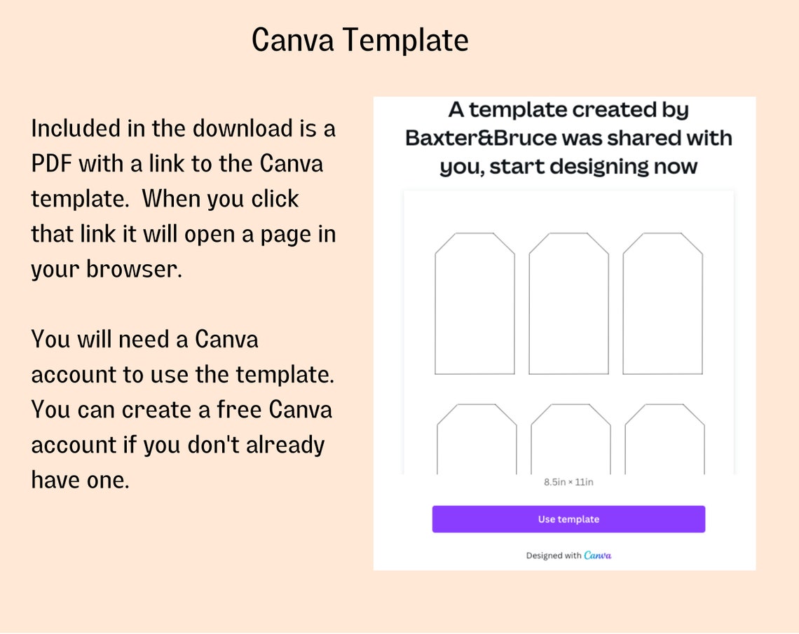 Canvas Tags Example Printable Canva Tag Template for 2x3.5 Inch Tags, Hang Tag Template ...