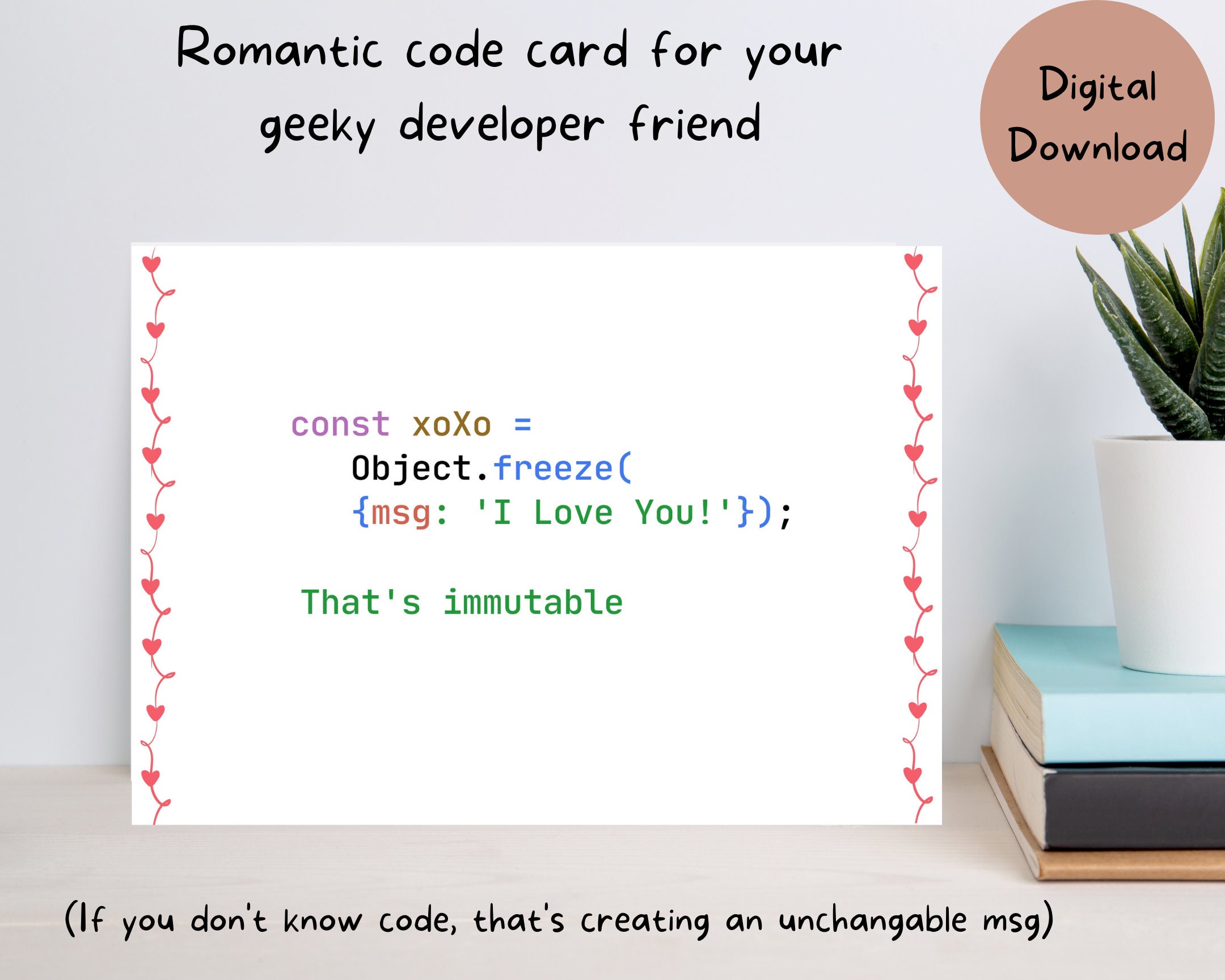 Printable Programmer Love Card, Valentine Card for Software Engineer ...