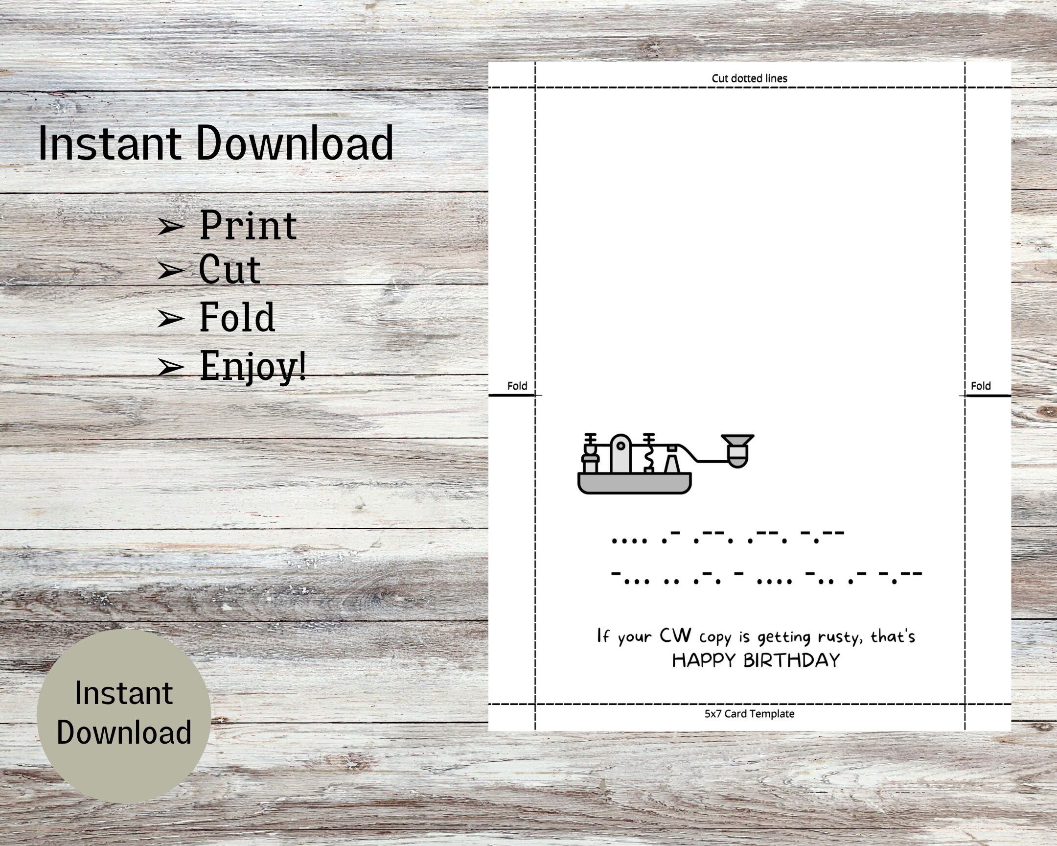 Printable Morse Code Birthday Card for Your Ham Friend, Funny Ham Radio ...