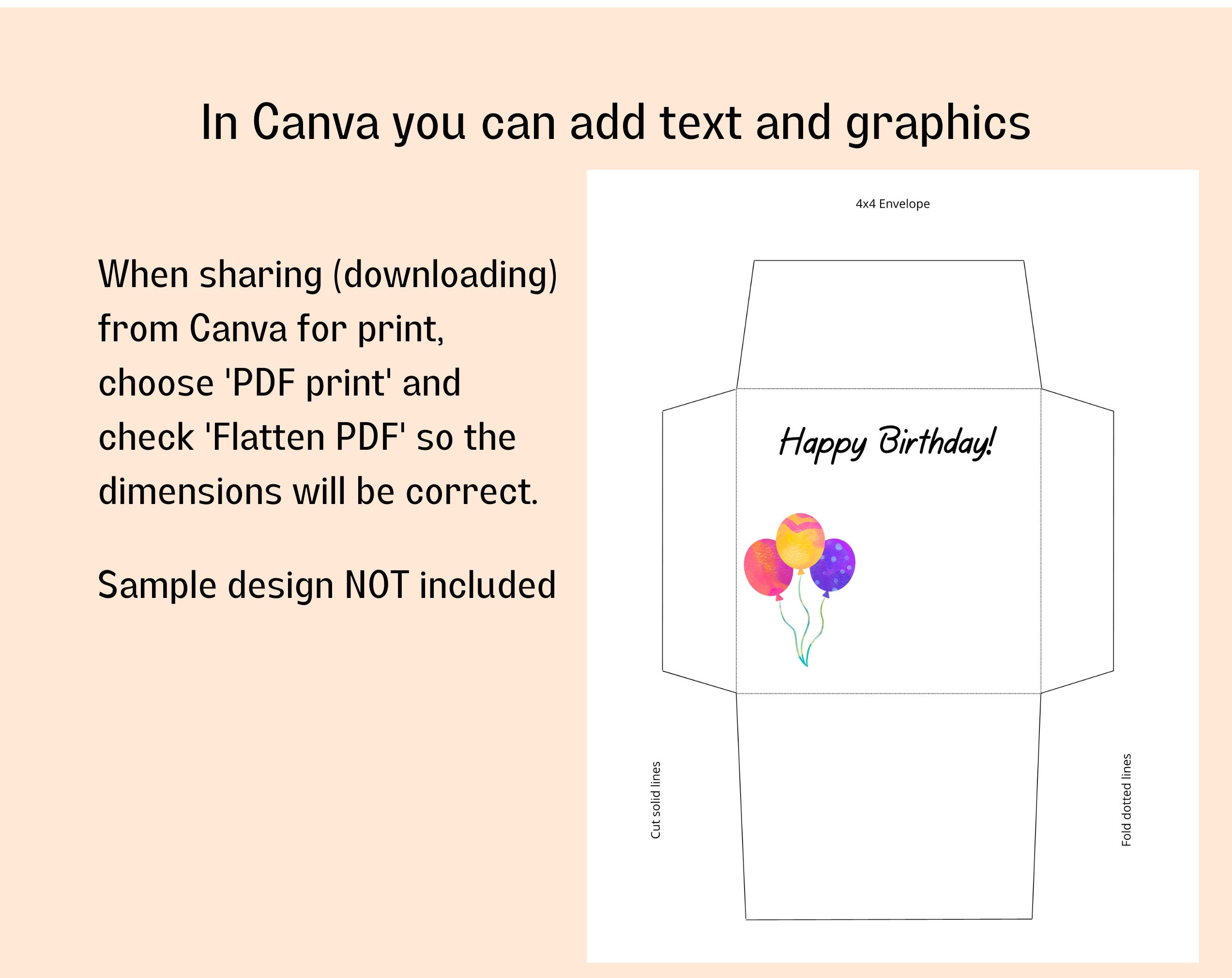 Printable Canva Template for 4x4 Envelope, 4x4 Envelope Template, DIY