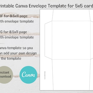 Afdrukbare Canva-sjabloon voor 5x5 envelop, 5x5 envelopsjabloon, DIY-wenskaart, afdrukbare 5x5 envelop, instant download