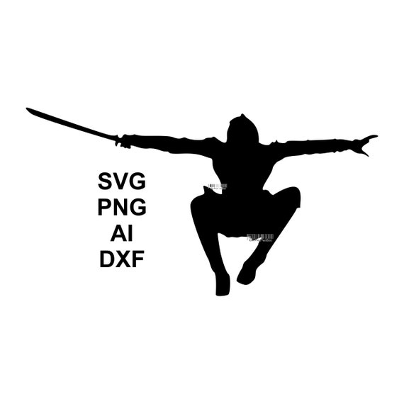 Ninja Warrior Agile Ninja Jump Ninja Swordsman Ninja Pose Ninja Assassin Clipart Ninja Style SVG PNG AI Dxf Printable Silhouette
