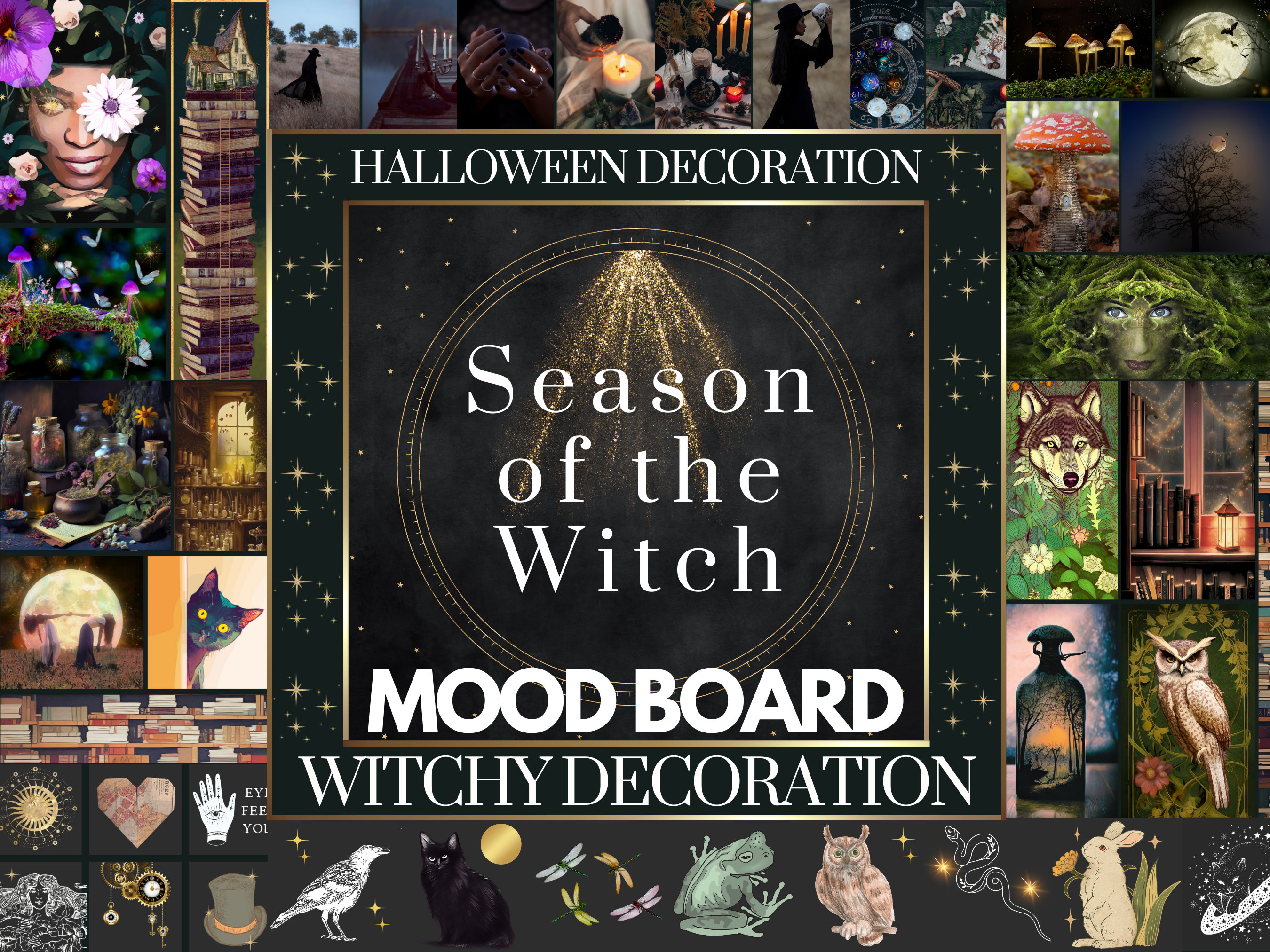 Witchy Vision Board Printable Witchy Cards Halloween Poster Season of the Witch Printable ...