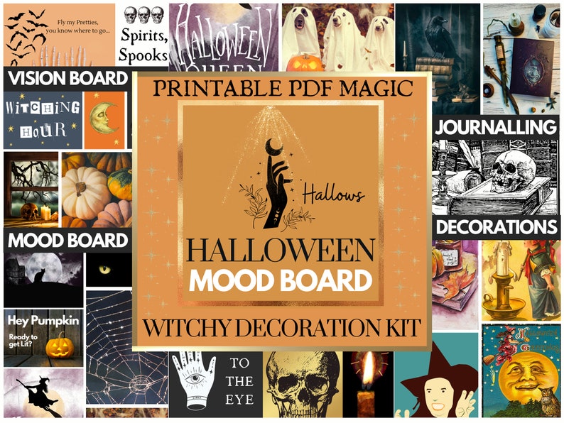 Halloween Vision Board Kit Printable Witchy Gift Cards Halloween Decor 