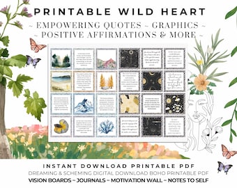 2025 Printable PDF Vision Board for Women Positive Affirmations Quotes Printable Planner Journal Inspiring Quotes Freedom Law of Attraction