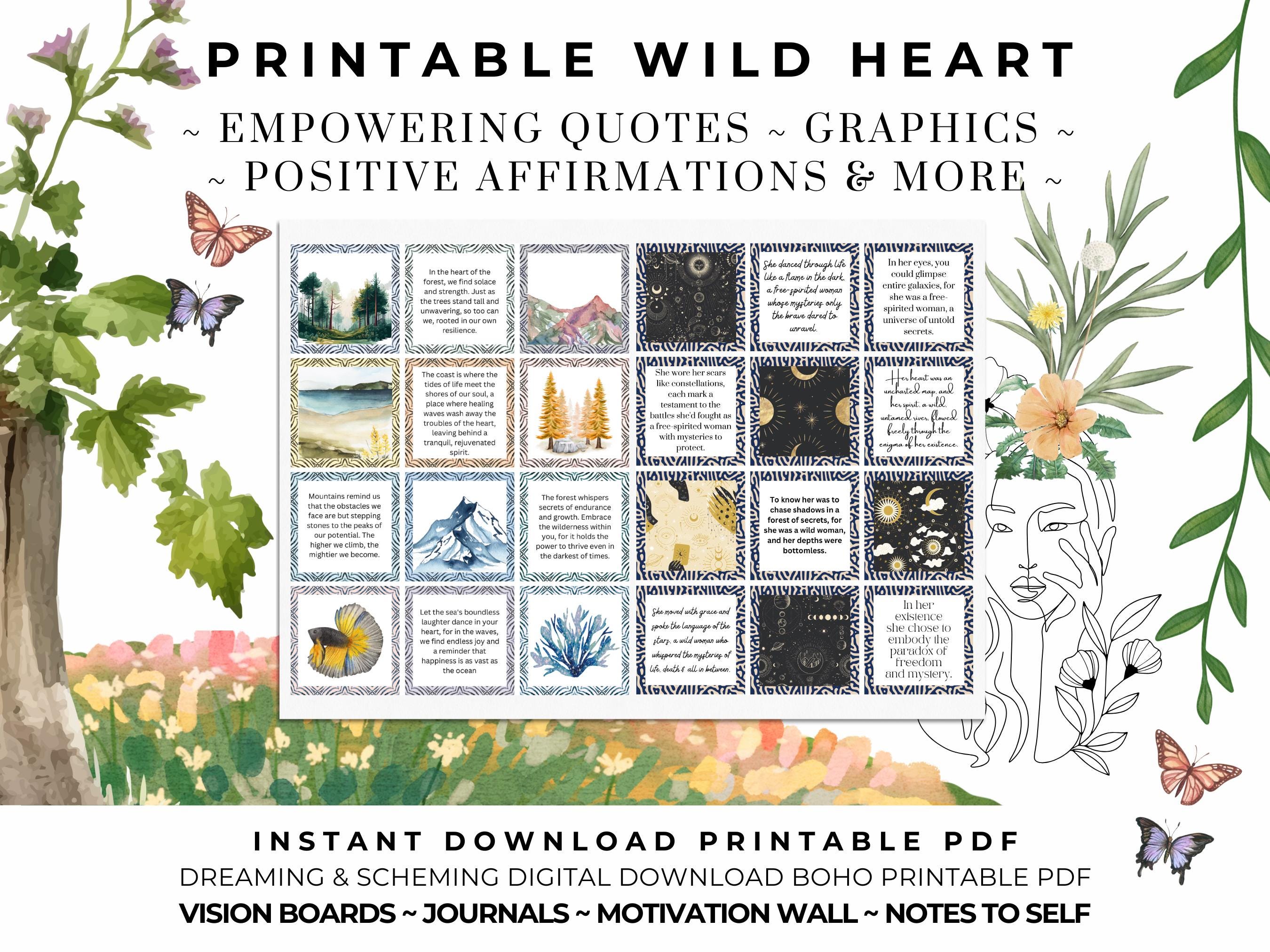 2025 Printable PDF Vision Board for Women Positive Affirmations Quotes ...