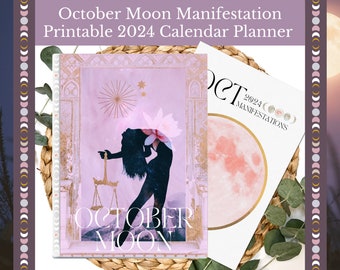 Full Moon Journal Manifestations for October 2023/24 Printable Calendar Planner Pages for Full Moon New Manifestation Rituals PDF Free Gift