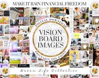 2026 Vision Board Images Printable Manifest Money PDF Mood Board for Women Inspiring Quotes Positive Affirmations