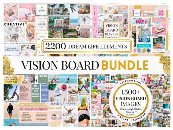 2026 Vision Board Printable PDF Manifest New Beginnings Mood Board for Women Inspirational Quotes  Law of Attraction Affirmations Goal Plan