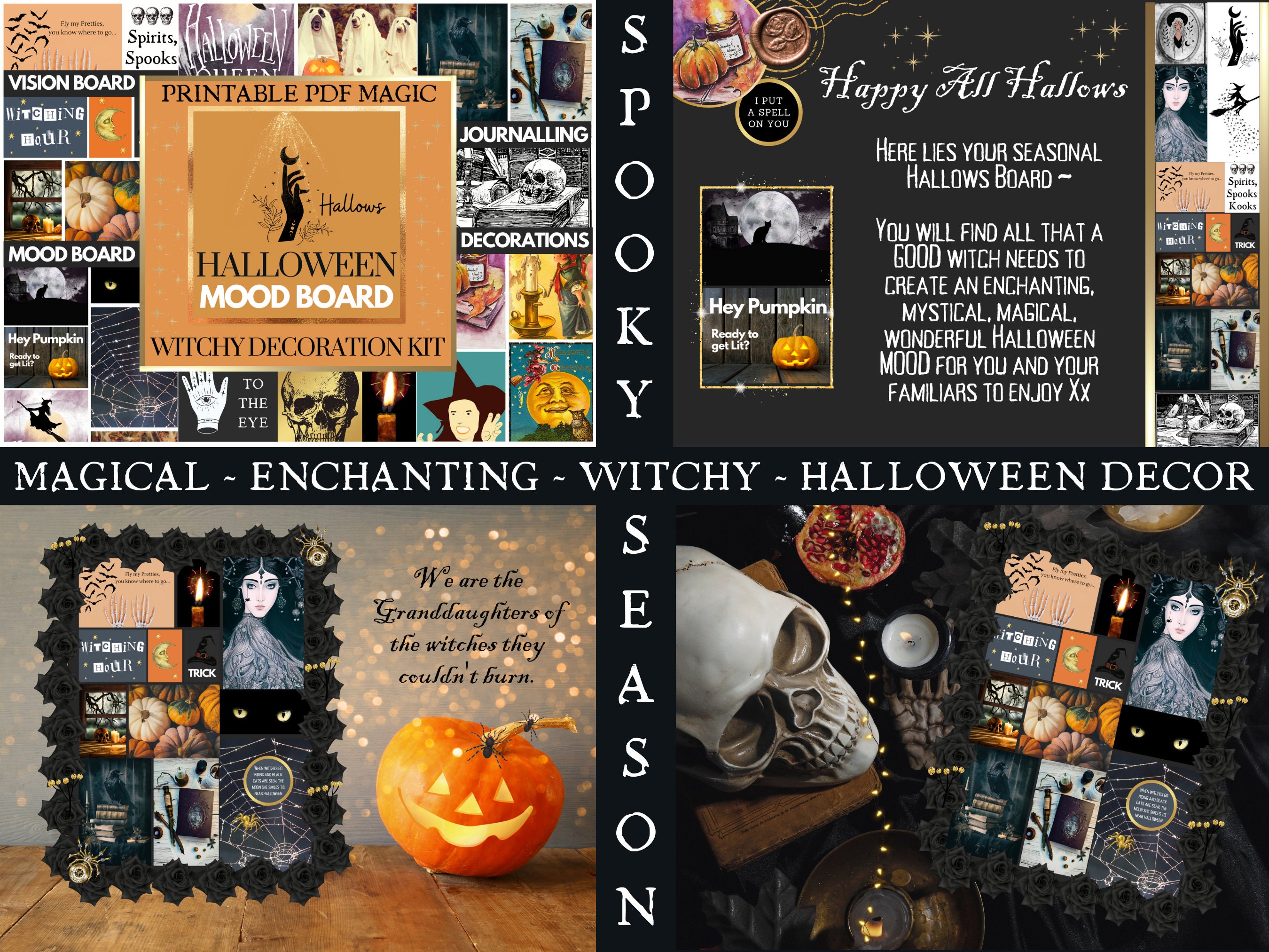 Halloween Vision Board Kit Printable Witchy Gift Cards Halloween Decor 