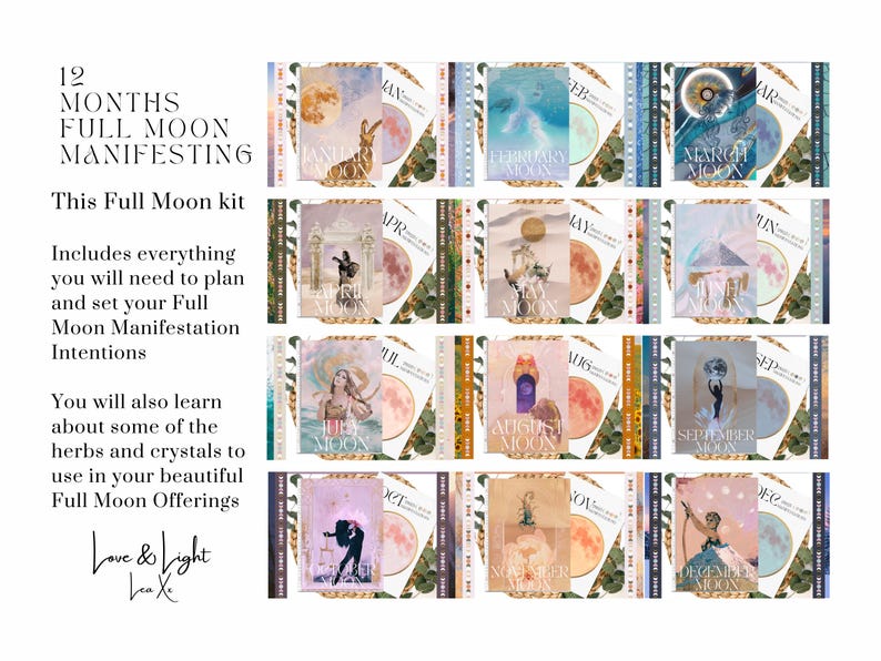 2026 Full Moon Planner Printable Calendar Pages | Manifestation Journal ...