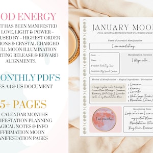 2025 PDF Printable Calendar Planner Pages for Full Moon Manifestation Journal Printable Pages Instant Download Digital Manifestation Goals bild 5