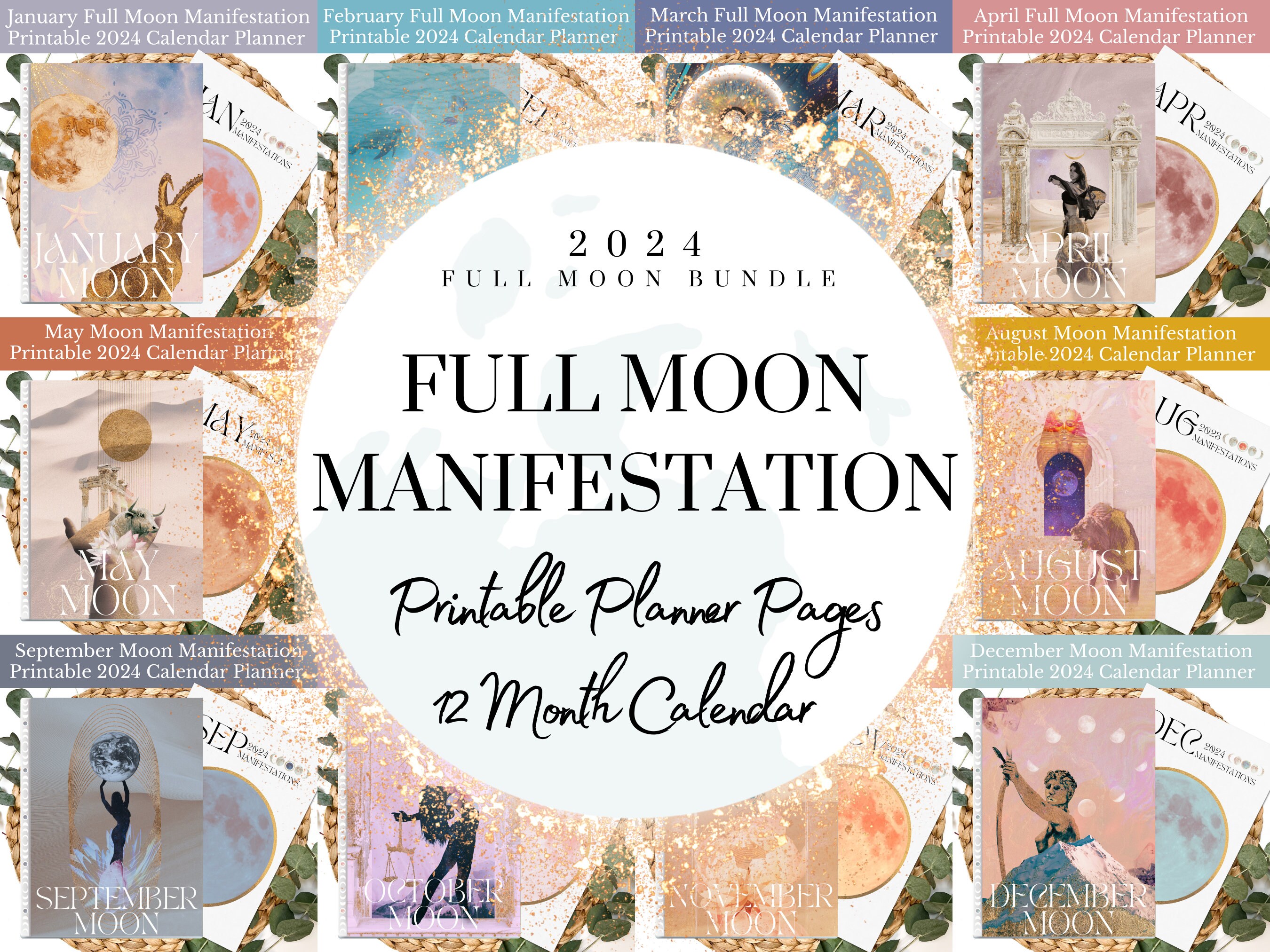 Full Moon Planner Manifestations 2024 Printable Calendar Etsy UK