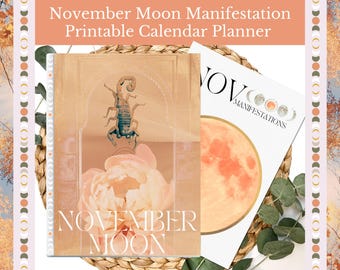Full Moon Journal Manifestations for November Printable Calendar Planner Pages for Full Moon New Manifestation Ritual PDF Note Pad Free Gift