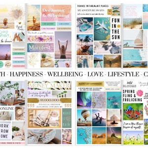 2024 Vision Board Manifest Happiness Printable PDF Mood Board for Women Inspiring Quotes Positive Affirmations Abundance Law of Attraction image 4