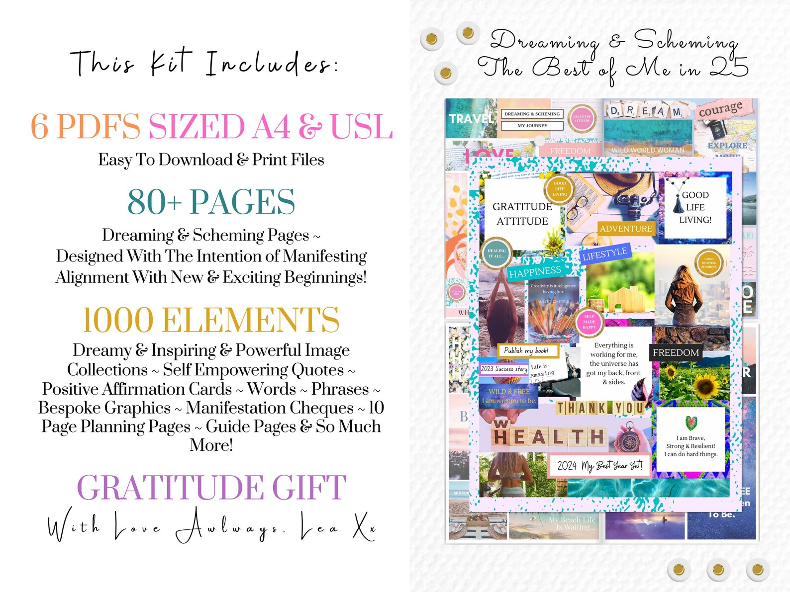 2025 Vision Board Printable PDF Manifest New Beginnings Mood Board for ...