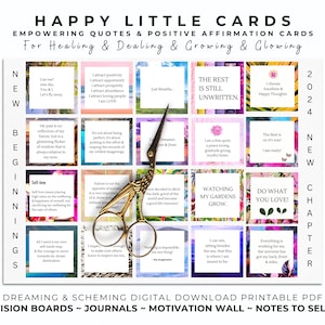 Cartes imprimables d'affirmation de soi pour 2025 Vision Board, PDF à télécharger numériquement, carte d'inspiration pour les femmes, citations sur l'amour de soi, autosoins