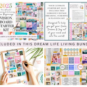 2025 Vision Board Printable PDF Manifest New Beginnings Mood Board for Women Inspirational Quotes Law of Attraction Affirmations Goal Plan image 4