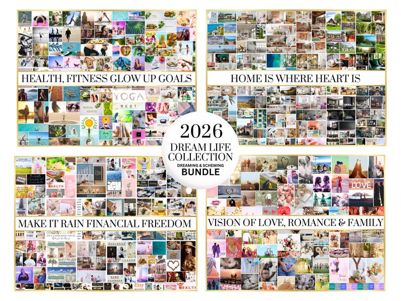 2026 Vision Board Images Manifest Happiness Printable PDF Mood Board for Women Inspiring Positive Affirmations Abundance Law of Attraction image 6