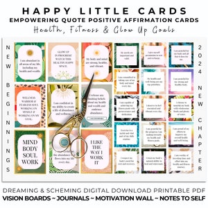 2024 Vision Board Tarjetas de afirmación positiva imprimibles, Descarga digital PDF, Tablero de estado de ánimo de cuidado personal para mujeres Citas de amor propio Tarjeta inspiradora