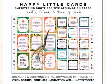2024 Vision Board Tarjetas de afirmación positiva imprimibles, Descarga digital PDF, Tablero de estado de ánimo de cuidado personal para mujeres Citas de amor propio Tarjeta inspiradora