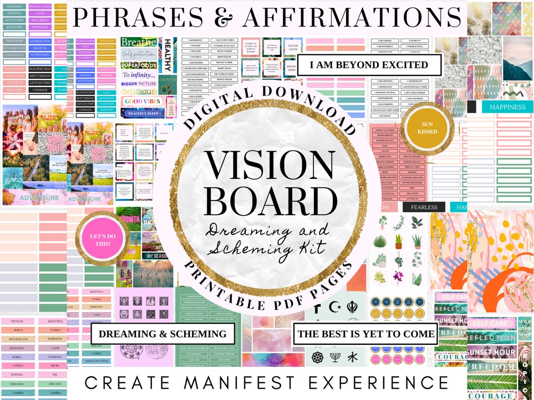 Vision Board Kit 65 Printable Pages 850 Pieces Images - Etsy