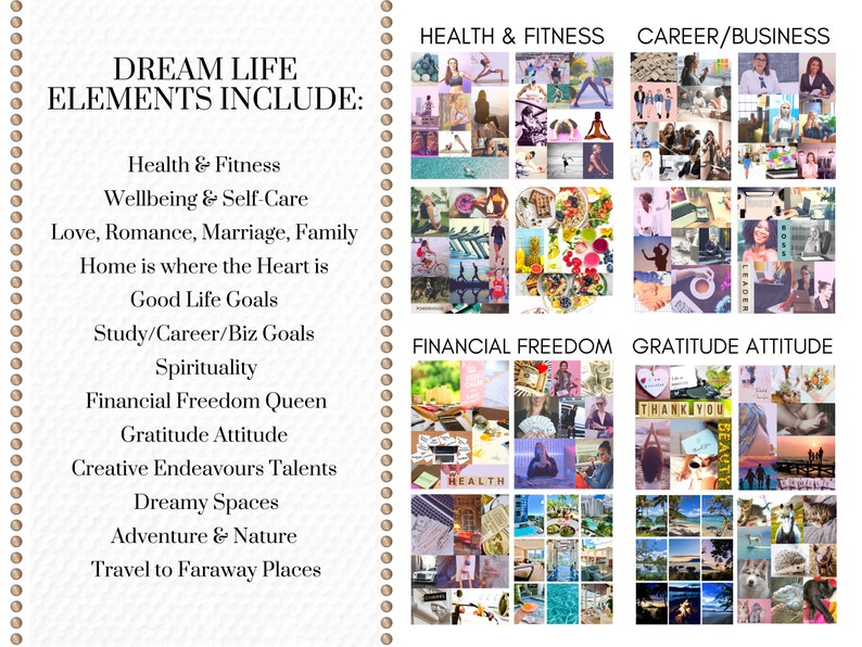 Utskrivbart visionstavlapaket 1200 bilder Direktnedladdning PDF Utskrivbara foton Moodboard för henne Manifesteringskit Attraktionslagen Lycka bild 5