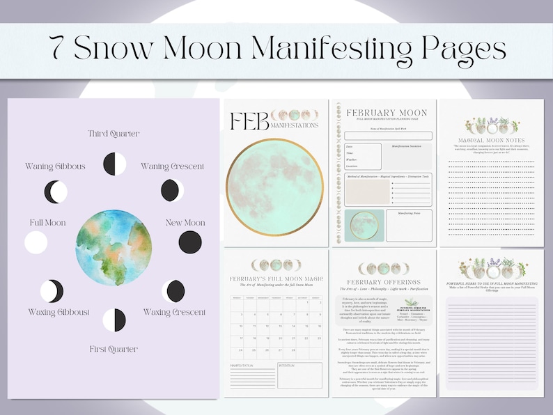 2026 Full Moon Planner Printable Calendar Pages | Manifestation Journal ...