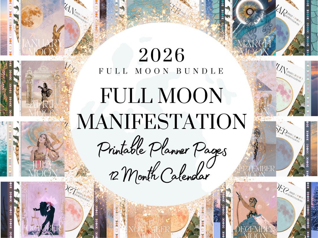 2026 Full Moon Planner Printable Calendar Pages | Manifestation Journal ...