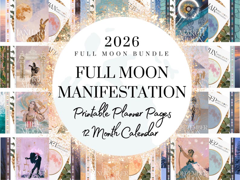 2026 Full Moon Planner Printable Calendar Pages | Manifestation Journal ...