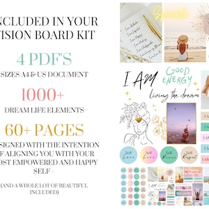 2024 Vision Board Manifest Happiness Printable PDF Mood Board for Women Inspiring Quotes Positive Affirmations Abundance Law of Attraction image 3