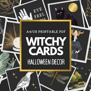 Pacchetto di streghe stampabili di Halloween Immagini di decorazioni di Halloween Mood Board Download digitale istantaneo PDF stampabile della stagione spettrale