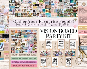 Vision Board Printable Party Activity New Year Life Goals Digital Download PDF Bundle Printable Planner 2024 Birthday Activities Printable