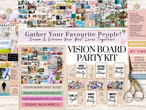 Vision Board Printable Party Activity New Year Life Goals Digital Download PDF Bundle Printable Planner 2024 Birthday Activities Printable