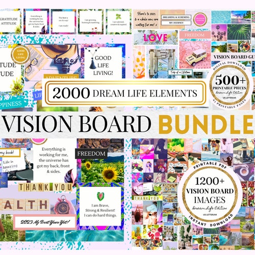 2023 Vision Board Kit Vision Board Printable Law of - Etsy